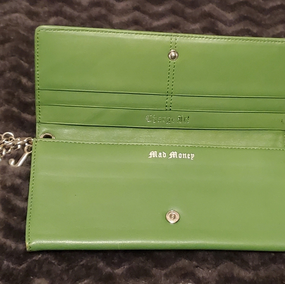 Rare Juicy couture tri fold green wristlet wallet